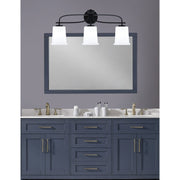 Toltec Cavella 3-Light Bath Bar | Modern Matte Black and White Opal Glass | Bathroom Vanity Lighting | 7.25 x 12 in | Model 3913-MB-5031