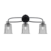 Toltec Cavella 3-Light Bath Bar | Modern Matte Black and Smoke Bubble Glass | Bathroom Vanity Lighting | 7.25 x 12 in | Model 3913-MB-5032