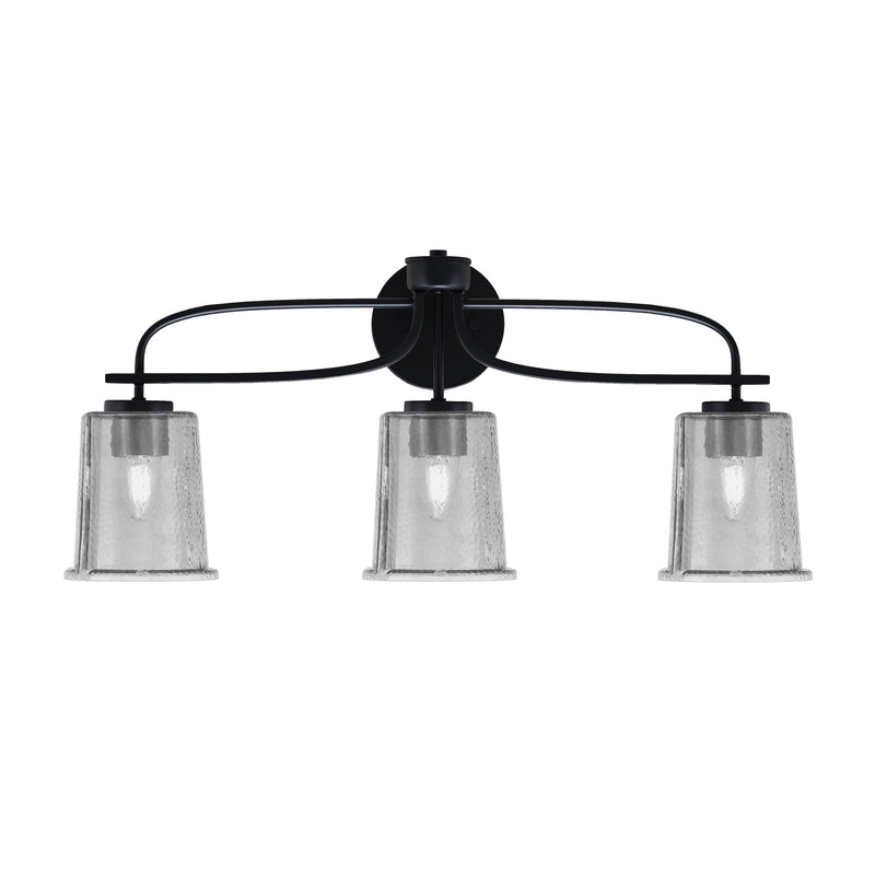 Toltec Cavella 3-Light Bath Bar | Modern Matte Black and Smoke Bubble Glass | Bathroom Vanity Lighting | 7.25 x 12 in | Model 3913-MB-5032
