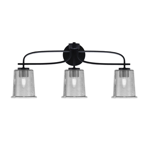 Toltec Cavella 3-Light Bath Bar | Modern Matte Black and Smoke Bubble Glass | Bathroom Vanity Lighting | 7.25 x 12 in | Model 3913-MB-5032