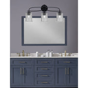 Toltec Cavella 3-Light Bath Bar | Modern Matte Black and Smoke Bubble Glass | Bathroom Vanity Lighting | 7.25 x 12 in | Model 3913-MB-5032