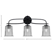 Toltec Cavella 3-Light Bath Bar | Modern Matte Black and Smoke Bubble Glass | Bathroom Vanity Lighting | 7.25 x 12 in | Model 3913-MB-5032