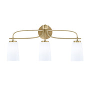 Toltec Cavella 12.5in 3-Light Bath Bar | Modern New Age Brass Steel and White Opal Glass | Bathroom Vanity | 7 x 12.5 in | Model 3913-NAB-261