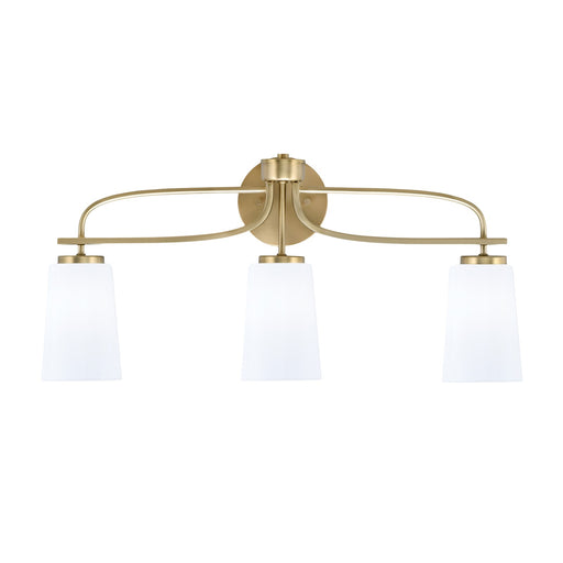 Toltec Cavella 12.5in 3-Light Bath Bar | Modern New Age Brass Steel and White Opal Glass | Bathroom Vanity | 7 x 12.5 in | Model 3913-NAB-261