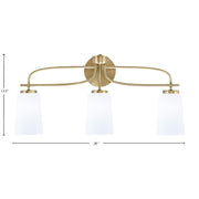 Toltec Cavella 12.5in 3-Light Bath Bar | Modern New Age Brass Steel and White Opal Glass | Bathroom Vanity | 7 x 12.5 in | Model 3913-NAB-261