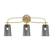 Toltec Cavella 12.5in 3-Light Bath Bar | Modern New Age Brass Steel and Smoke Bubble Glass | Bathroom Vanity | 7 x 12.5 in | Model 3913-NAB-262