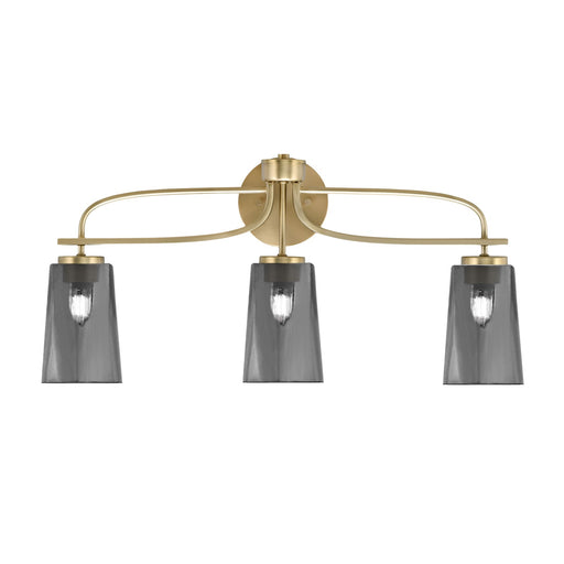 Toltec Cavella 12.5in 3-Light Bath Bar | Modern New Age Brass Steel and Smoke Bubble Glass | Bathroom Vanity | 7 x 12.5 in | Model 3913-NAB-262