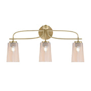 Toltec Cavella 3-Light Bath Bar | Modern New Age Brass and Amber Gradient Glass | Bathroom Vanity Light | 7 x 12.5 in | Model 3913-NAB-263