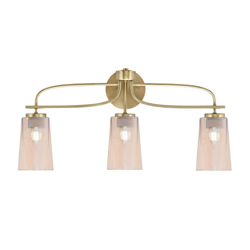 Toltec Cavella 3-Light Bath Bar | Modern New Age Brass and Amber Gradient Glass | Bathroom Vanity Light | 7 x 12.5 in | Model 3913-NAB-263