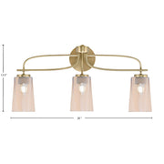 Toltec Cavella 3-Light Bath Bar | Modern New Age Brass and Amber Gradient Glass | Bathroom Vanity Light | 7 x 12.5 in | Model 3913-NAB-263