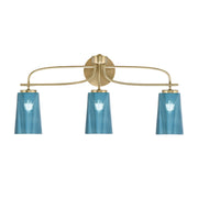 Toltec Cavella 3-Light Bath Bar | Modern New Age Brass and Blue Gradient Glass | Bathroom Vanity Light | 7 x 12.5 in | Model 3913-NAB-265