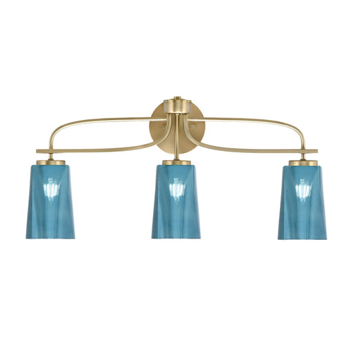Toltec Cavella 3-Light Bath Bar | Modern New Age Brass and Blue Gradient Glass | Bathroom Vanity Light | 7 x 12.5 in | Model 3913-NAB-265