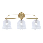 Toltec Cavella 3-Light Bath Bar | Modern New Age Brass and Clear Lava Glass | Bathroom & Powder Room Vanity Light | 8.5 x 12.5 in | Model 3913-NAB-4230