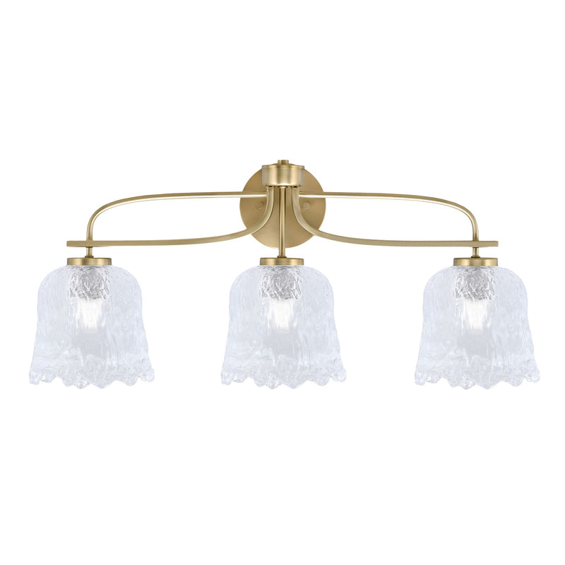 Toltec Cavella 3-Light Bath Bar | Modern New Age Brass and Clear Lava Glass | Bathroom & Powder Room Vanity Light | 8.5 x 12.5 in | Model 3913-NAB-4230