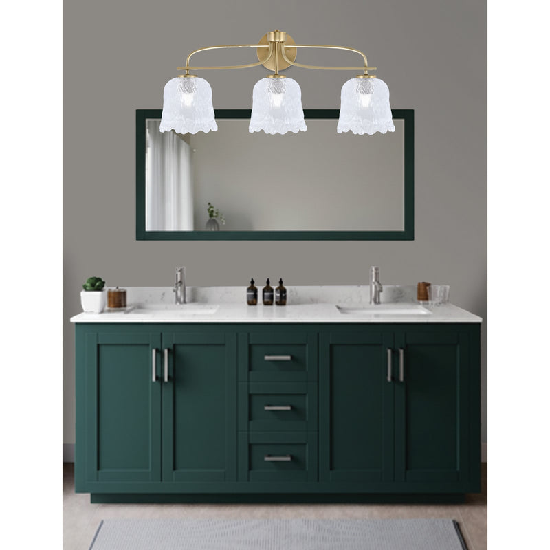 Toltec Cavella 3-Light Bath Bar | Modern New Age Brass and Clear Lava Glass | Bathroom & Powder Room Vanity Light | 8.5 x 12.5 in | Model 3913-NAB-4230