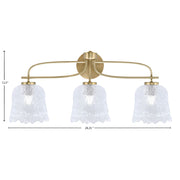 Toltec Cavella 3-Light Bath Bar | Modern New Age Brass and Clear Lava Glass | Bathroom & Powder Room Vanity Light | 8.5 x 12.5 in | Model 3913-NAB-4230
