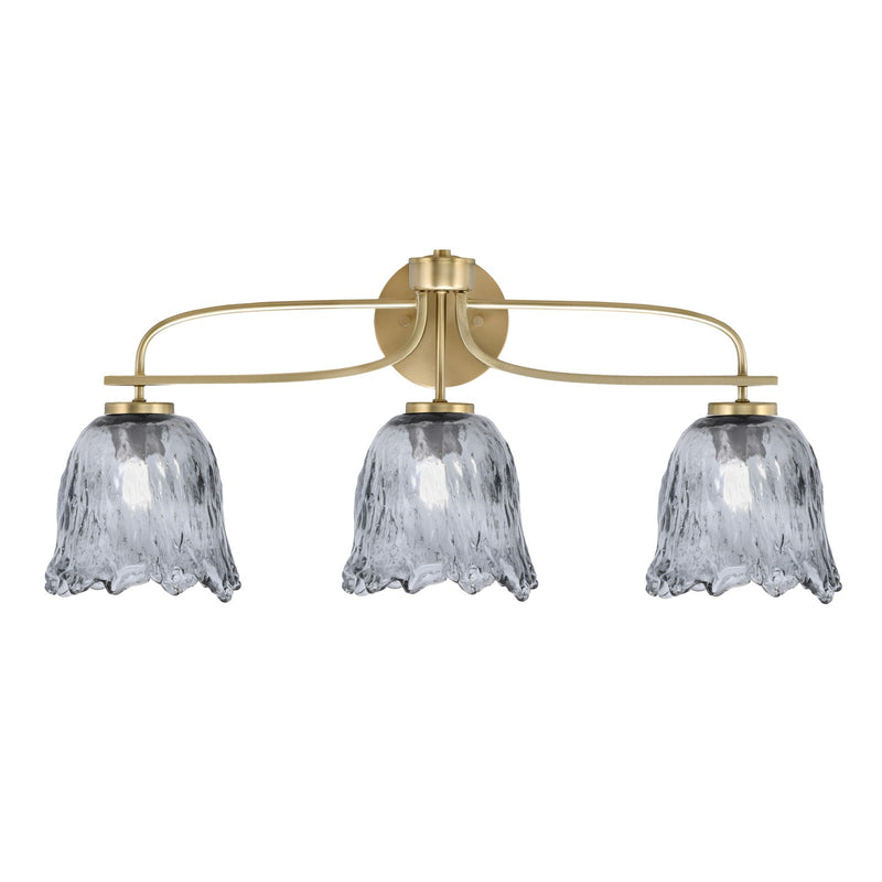 Toltec Cavella 3-Light Bath Bar | Modern New Age Brass and Smoke Lava Glass | Bathroom & Powder Room Vanity Light | 8.5 x 12.5 in | Model 3913-NAB-4232