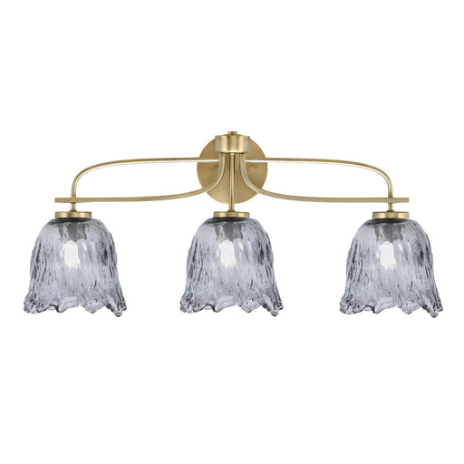 Toltec Cavella 3-Light Bath Bar | Modern New Age Brass and Smoke Lava Glass | Bathroom & Powder Room Vanity Light | 8.5 x 12.5 in | Model 3913-NAB-4232
