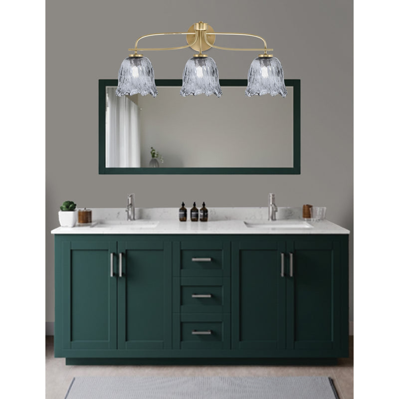 Toltec Cavella 3-Light Bath Bar | Modern New Age Brass and Smoke Lava Glass | Bathroom & Powder Room Vanity Light | 8.5 x 12.5 in | Model 3913-NAB-4232