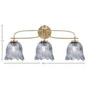 Toltec Cavella 3-Light Bath Bar | Modern New Age Brass and Smoke Lava Glass | Bathroom & Powder Room Vanity Light | 8.5 x 12.5 in | Model 3913-NAB-4232