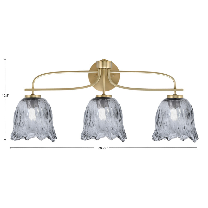 Toltec Cavella 3-Light Bath Bar | Modern New Age Brass and Smoke Lava Glass | Bathroom & Powder Room Vanity Light | 8.5 x 12.5 in | Model 3913-NAB-4232