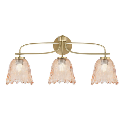 Toltec Cavella 3-Light Bath Bar | Modern New Age Brass and Amber Lava Glass | Bathroom & Powder Room Vanity Light | 8.5 x 12.5 in | Model 3913-NAB-4233