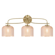 Toltec Cavella 27.5in 3-Light Vanity Light | Transitional New Age Brass Steel and Amber Textured Glass | Bathroom Vanity | 27.5 x 7.75 x 11.25 in | Model 3913-NAB-4613