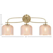 Toltec Cavella 27.5in 3-Light Vanity Light | Transitional New Age Brass Steel and Amber Textured Glass | Bathroom Vanity | 27.5 x 7.75 x 11.25 in | Model 3913-NAB-4613