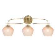 Toltec Cavella 31.5in 3-Light Bath Bar | New Age Brass Steel and Amber Textured Glass | Bathroom Vanity | 31.5 x 7.75 x 7.75 in | Model 3913-NAB-4623