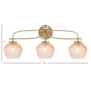 Toltec Cavella 31.5in 3-Light Bath Bar | New Age Brass Steel and Amber Textured Glass | Bathroom Vanity | 31.5 x 7.75 x 7.75 in | Model 3913-NAB-4623