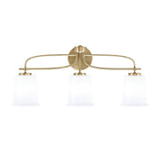 Toltec Cavella 3-Light Bath Bar | Modern New Age Brass and White Opal Glass | Bathroom Vanity Light | 7.25 x 12 in | Model 3913-NAB-5031