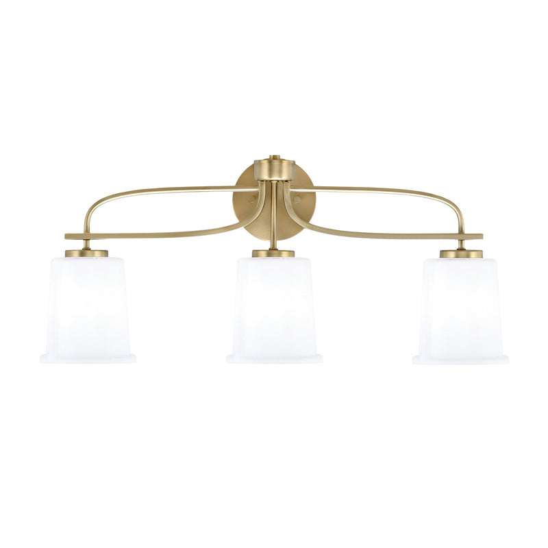 Toltec Cavella 3-Light Bath Bar | Modern New Age Brass and White Opal Glass | Bathroom Vanity Light | 7.25 x 12 in | Model 3913-NAB-5031