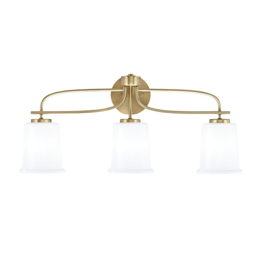 Toltec Cavella 3-Light Bath Bar | Modern New Age Brass and White Opal Glass | Bathroom Vanity Light | 7.25 x 12 in | Model 3913-NAB-5031