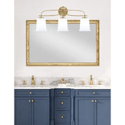 Toltec Cavella 3-Light Bath Bar | Modern New Age Brass and White Opal Glass | Bathroom Vanity Light | 7.25 x 12 in | Model 3913-NAB-5031