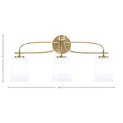 Toltec Cavella 3-Light Bath Bar | Modern New Age Brass and White Opal Glass | Bathroom Vanity Light | 7.25 x 12 in | Model 3913-NAB-5031
