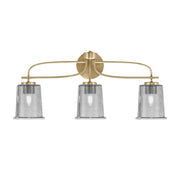 Toltec Cavella 3-Light Bath Bar | Modern New Age Brass and Smoke Bubble Glass | Bathroom Vanity Light | 7.25 x 12 in | Model 3913-NAB-5032