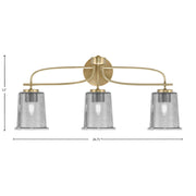 Toltec Cavella 3-Light Bath Bar | Modern New Age Brass and Smoke Bubble Glass | Bathroom Vanity Light | 7.25 x 12 in | Model 3913-NAB-5032