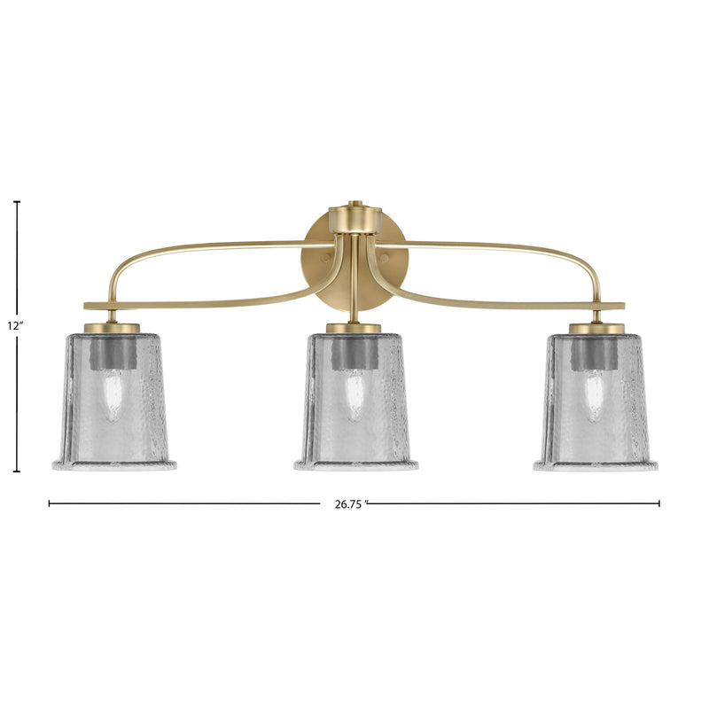 Toltec Cavella 3-Light Bath Bar | Modern New Age Brass and Smoke Bubble Glass | Bathroom Vanity Light | 7.25 x 12 in | Model 3913-NAB-5032