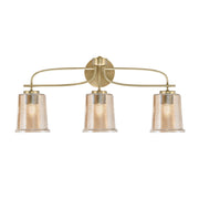 Toltec Cavella 3-Light Bath Bar | Modern New Age Brass and Amber Bubble Glass | Bathroom & Powder Room Vanity Light | 7.25 x 12 in | Model 3913-NAB-5033