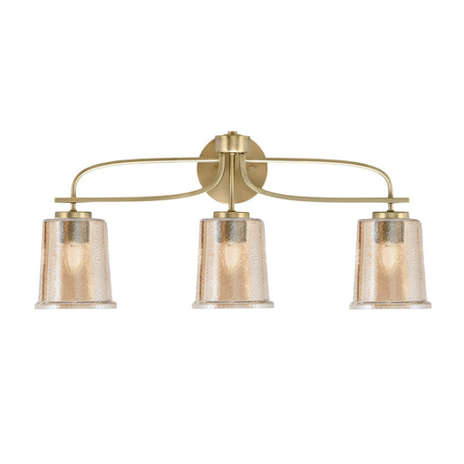 Toltec Cavella 3-Light Bath Bar | Modern New Age Brass and Amber Bubble Glass | Bathroom & Powder Room Vanity Light | 7.25 x 12 in | Model 3913-NAB-5033
