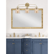 Toltec Cavella 3-Light Bath Bar | Modern New Age Brass and Amber Bubble Glass | Bathroom & Powder Room Vanity Light | 7.25 x 12 in | Model 3913-NAB-5033