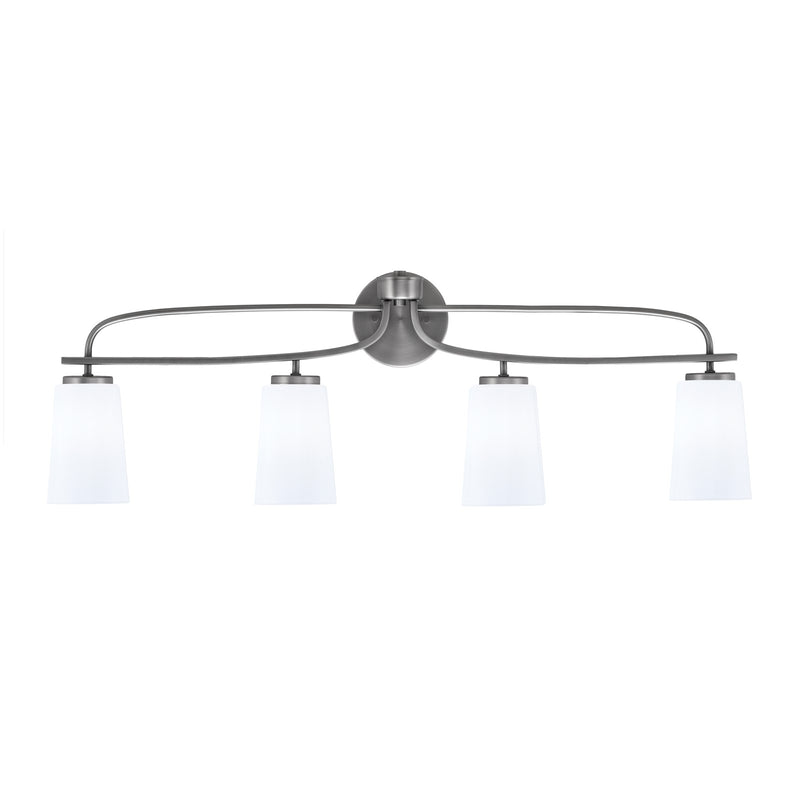 Toltec Cavella 4-Light Bath Bar | Modern Graphite Steel and White Opal Glass | Bathroom Vanity & Powder Room | 7 x 12.5 in | Model 3914-GP-261