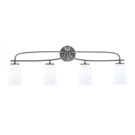 Toltec Cavella 4-Light Bath Bar | Modern Graphite Steel and White Opal Glass | Bathroom Vanity & Powder Room | 7 x 12.5 in | Model 3914-GP-261