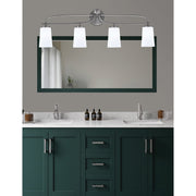 Toltec Cavella 4-Light Bath Bar | Modern Graphite Steel and White Opal Glass | Bathroom Vanity & Powder Room | 7 x 12.5 in | Model 3914-GP-261