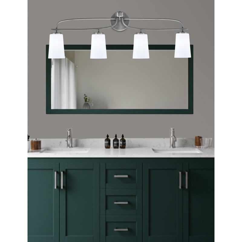 Toltec Cavella 4-Light Bath Bar | Modern Graphite Steel and White Opal Glass | Bathroom Vanity & Powder Room | 7 x 12.5 in | Model 3914-GP-261
