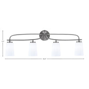 Toltec Cavella 4-Light Bath Bar | Modern Graphite Steel and White Opal Glass | Bathroom Vanity & Powder Room | 7 x 12.5 in | Model 3914-GP-261