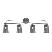 Toltec Cavella 4-Light Bath Bar | Modern Graphite Steel and Smoke Bubble Glass | Bathroom Vanity & Powder Room | 7 x 12.5 in | Model 3914-GP-262
