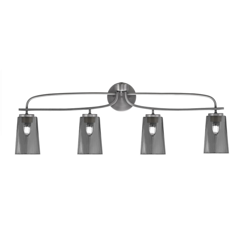 Toltec Cavella 4-Light Bath Bar | Modern Graphite Steel and Smoke Bubble Glass | Bathroom Vanity & Powder Room | 7 x 12.5 in | Model 3914-GP-262