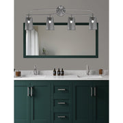 Toltec Cavella 4-Light Bath Bar | Modern Graphite Steel and Smoke Bubble Glass | Bathroom Vanity & Powder Room | 7 x 12.5 in | Model 3914-GP-262