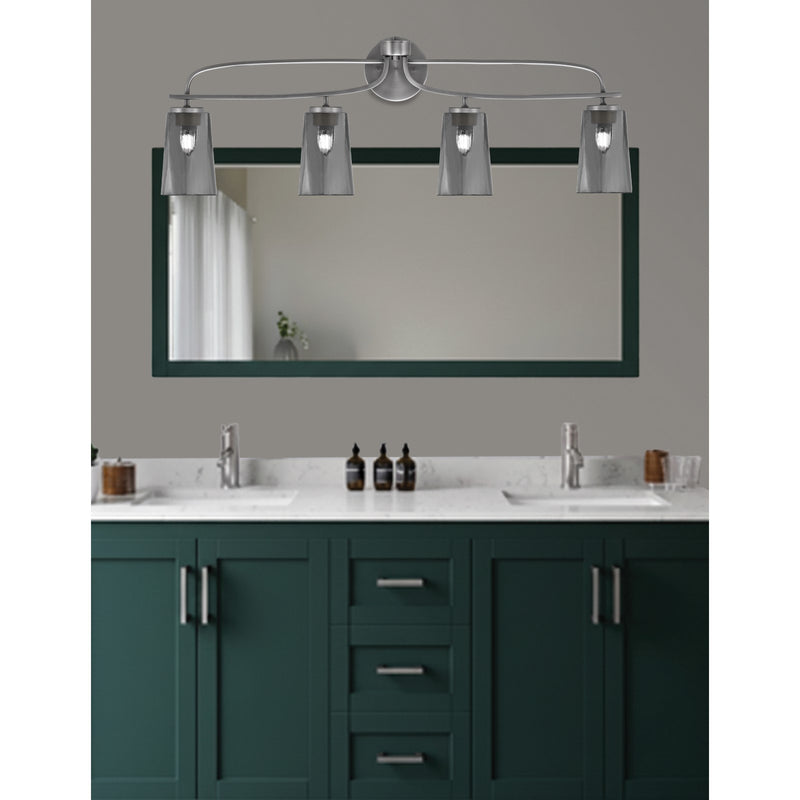 Toltec Cavella 4-Light Bath Bar | Modern Graphite Steel and Smoke Bubble Glass | Bathroom Vanity & Powder Room | 7 x 12.5 in | Model 3914-GP-262